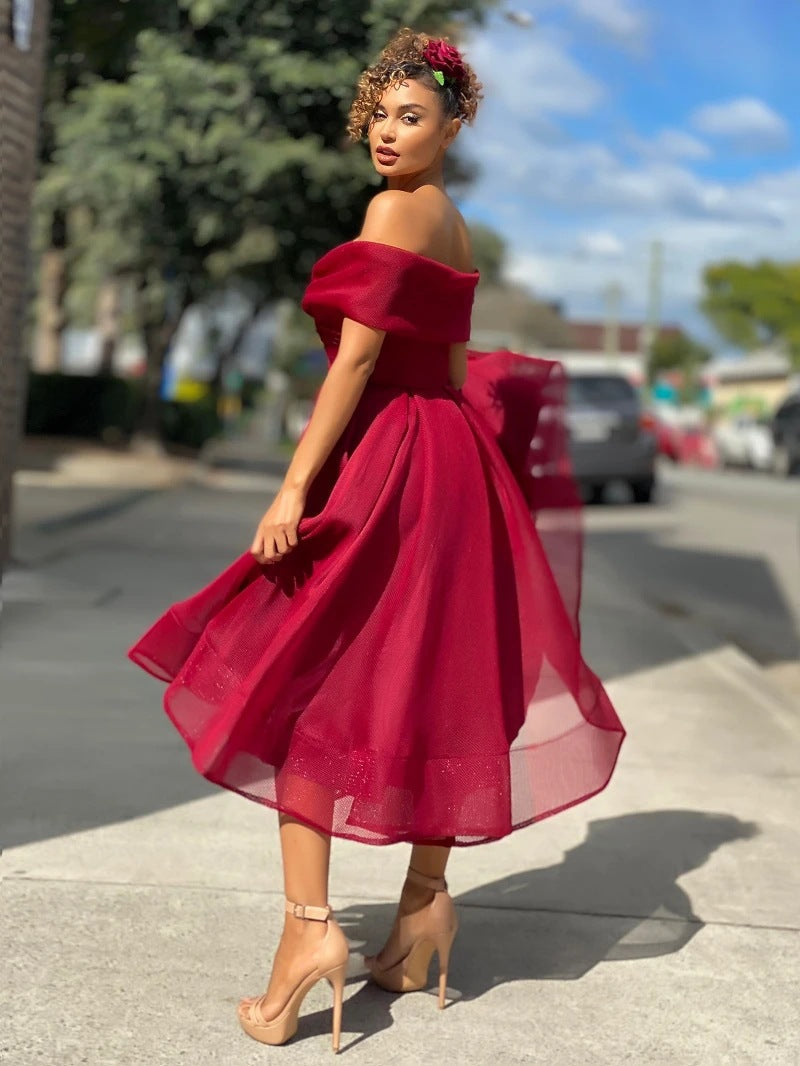 Chic Off-Shoulder Bridesmaid Gown