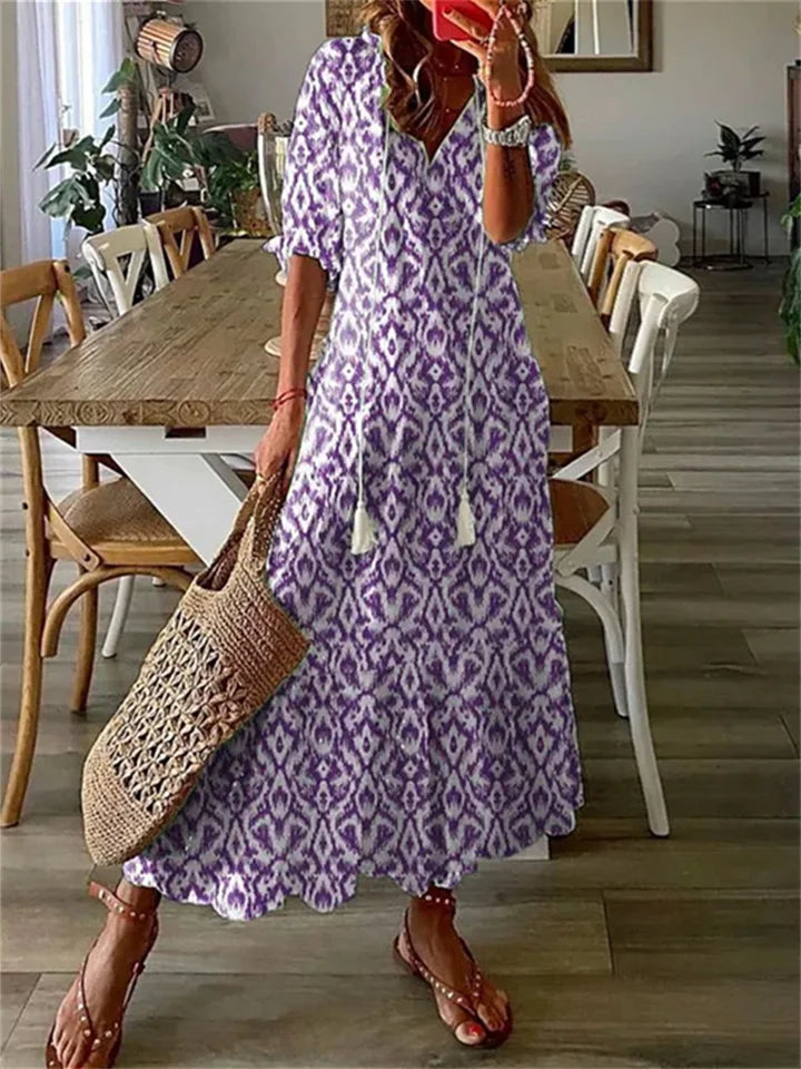 Chic Floral V-Neck Maxi Dress