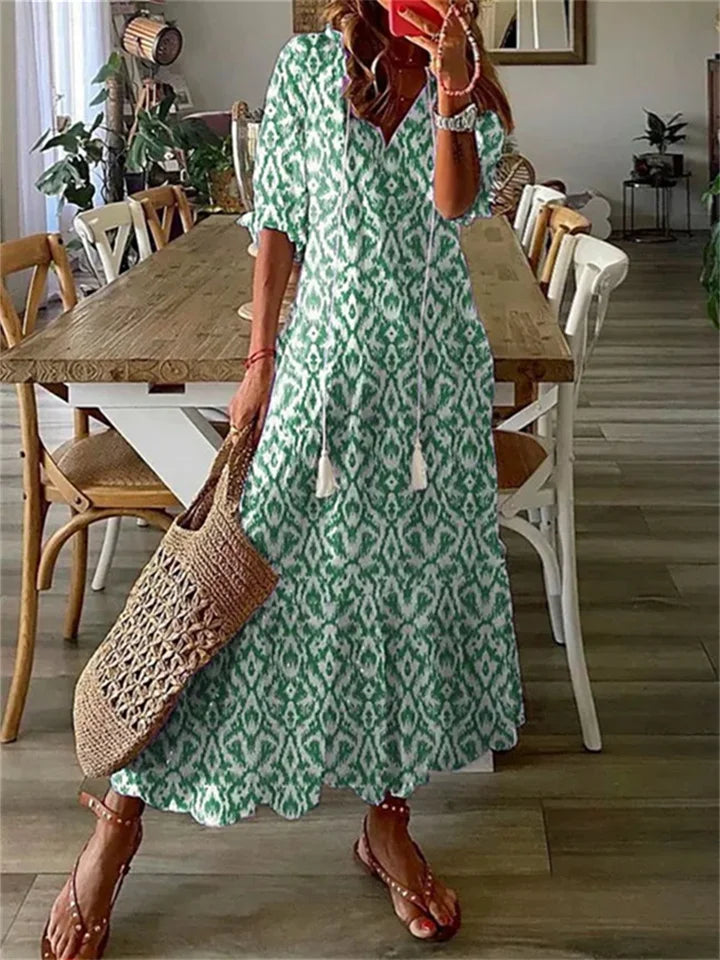 Chic Floral V-Neck Maxi Dress