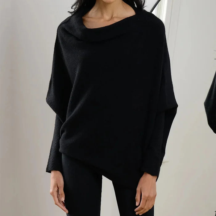 Paulina Asymmetrical Draped Knit Sweater