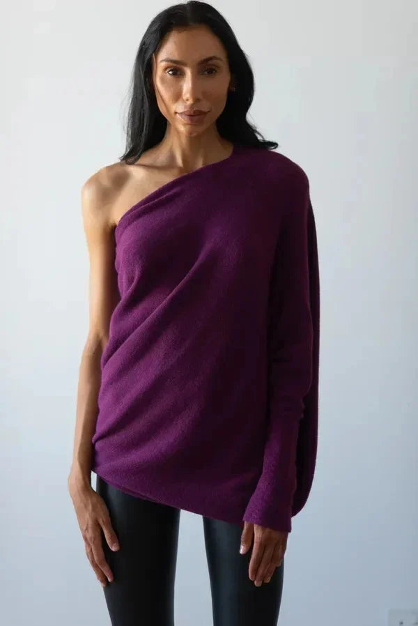 Paulina Asymmetrical Draped Knit Sweater