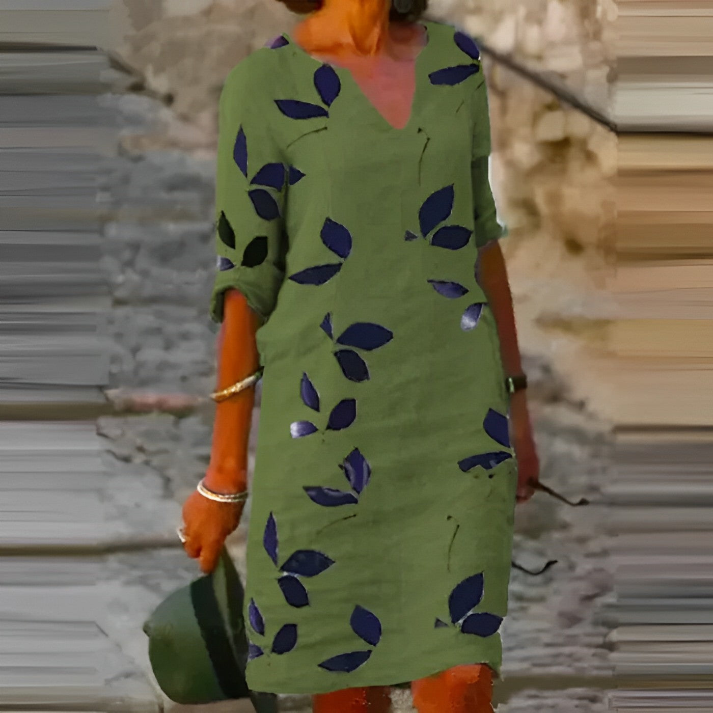 Delightful Leaf Print Summer Dress for Women