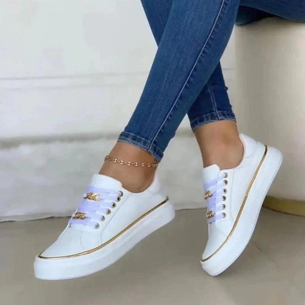 Chic Women's Sneakers Featuring Gold Details