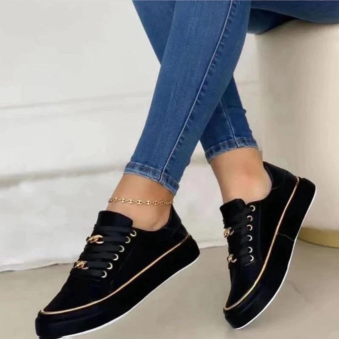 Chic Women's Sneakers Featuring Gold Details