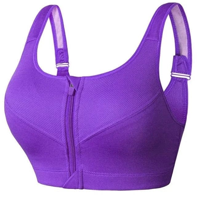Plus Size Sports Bra Featuring Distinctive Zipper Design